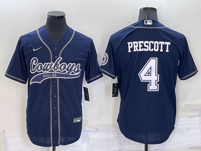 Men Dallas Cowboys #4 Prescott Blue Nike Co branded Jersey->san francisco giants->MLB Jersey